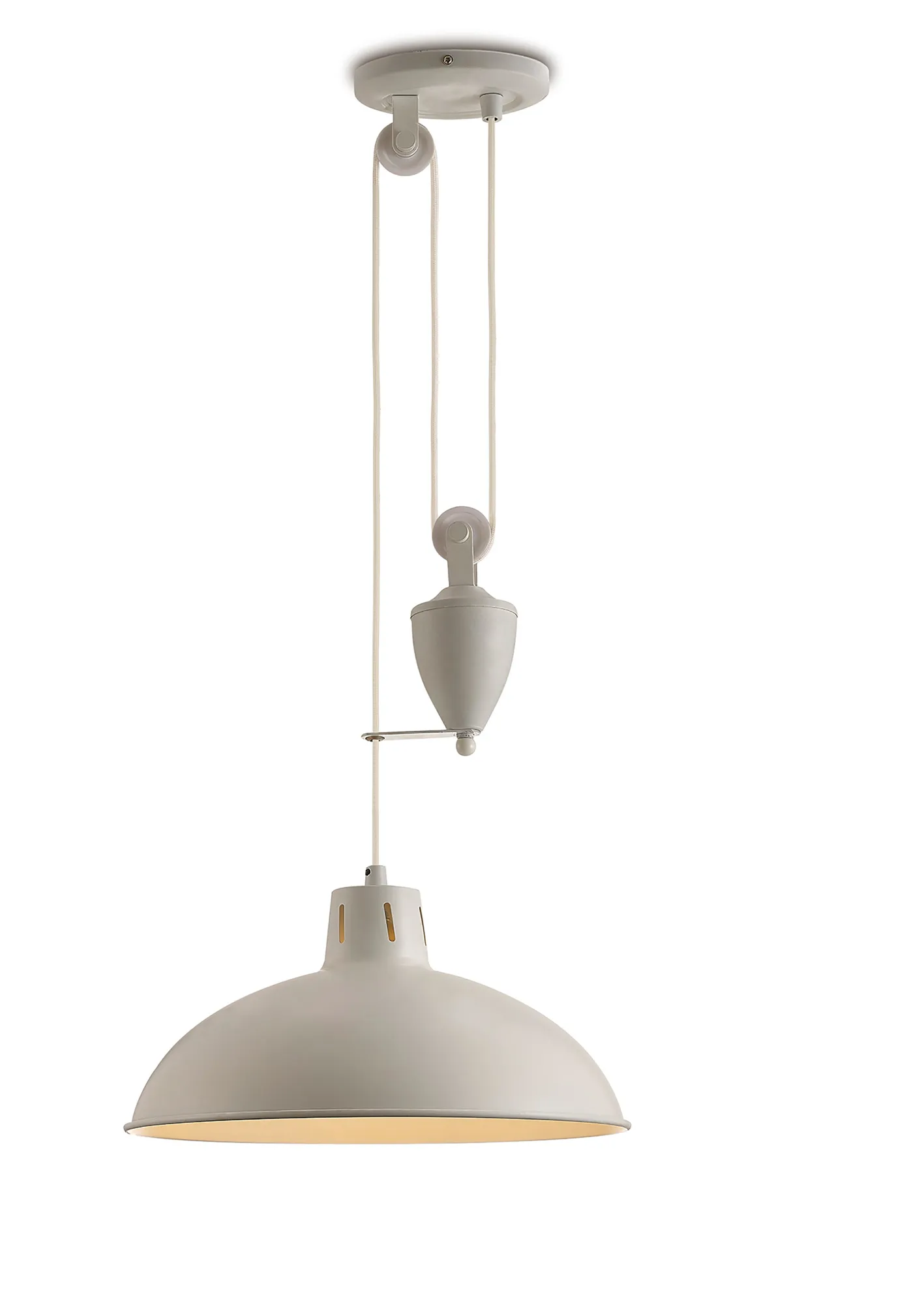 D0151  Wellington Pulley System Pendant 1 Light Matt White